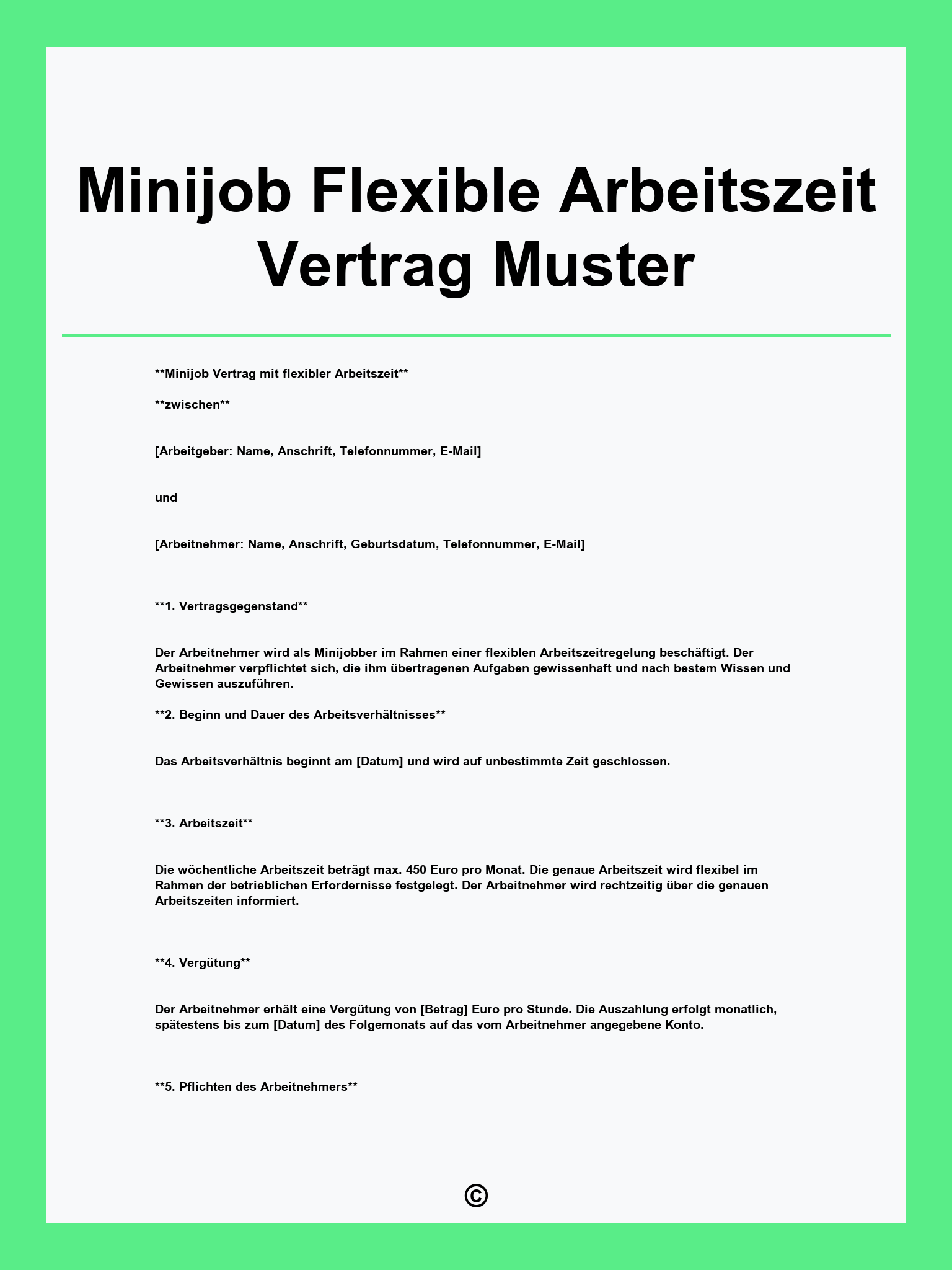 minijob vertrag pdf 520 euro